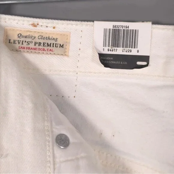 NWT Levi’s PREMIUM 501 Denim Shorts High Rise Button Fly Cutoffs White Size 28